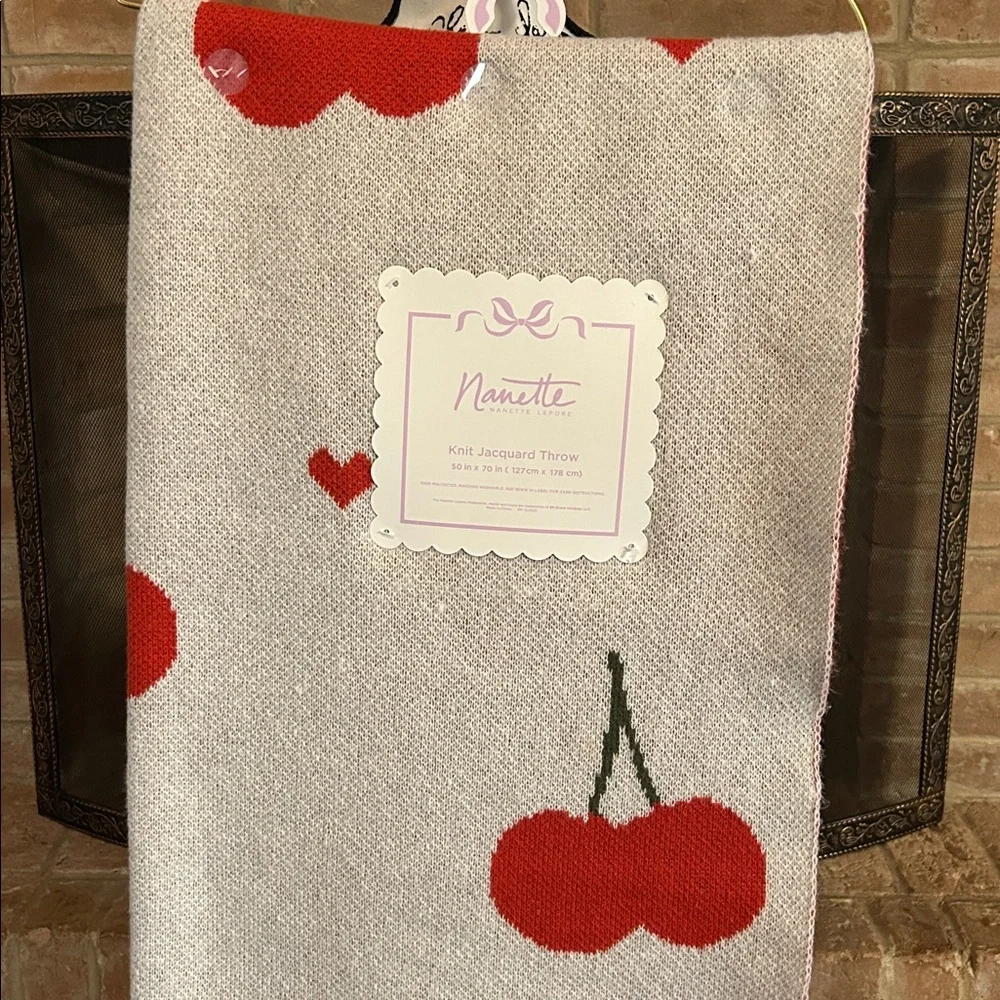Nanette Lepore cherry heart throw blanket